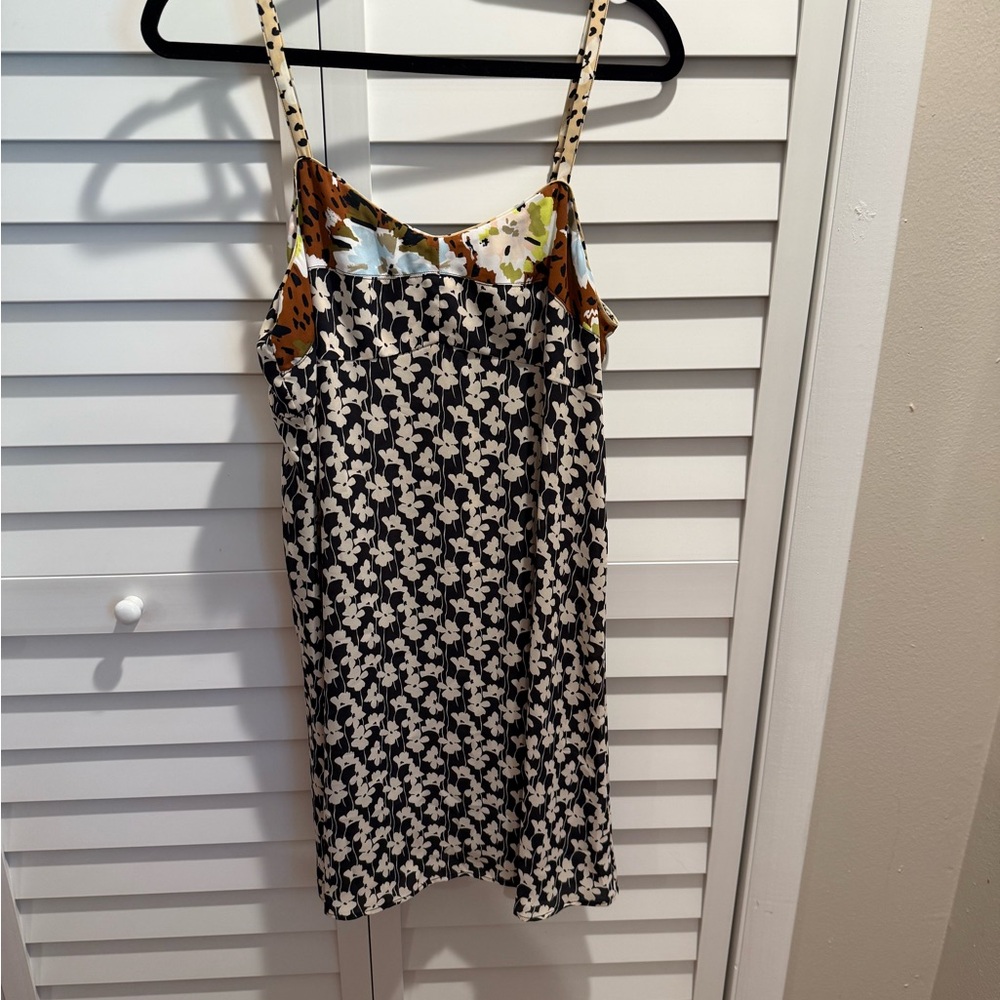 CAbi Black & Cream Floral Strapless Mini Dress with Color-Block Trim - Picture 4 of 8